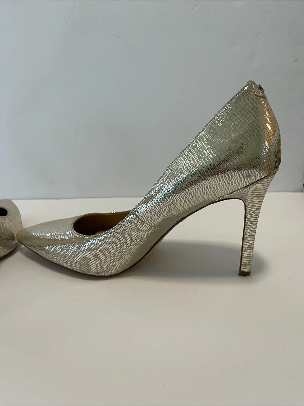 Sam Edelman Heels Pumps Pointed Toe Gold Metallic Size 10 M Leather Party Event